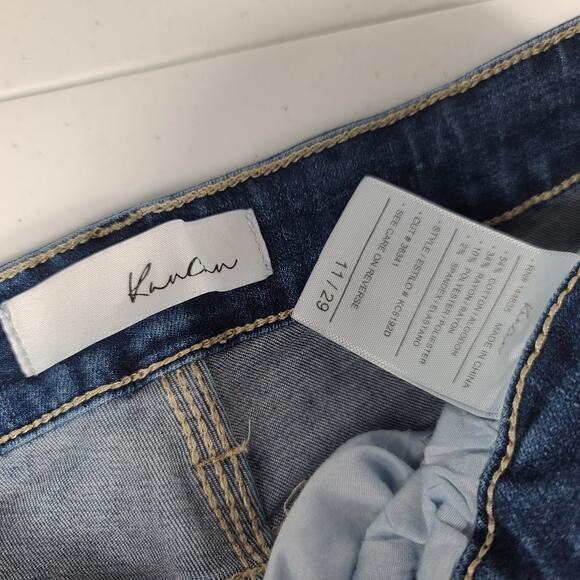 KanCan Button Fly Hi Rise Distressed Blue Denim Jeans 11 29 - Picture 4 of 4